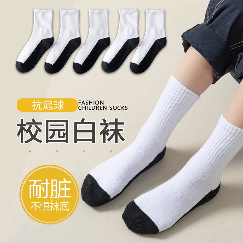 Children'S Socks Summer Japanese Style Style Ins Preppy Style Boys And Girls Stockings Pure Cotton Middle And Large Kidsren Students Middle Tube - Image 2